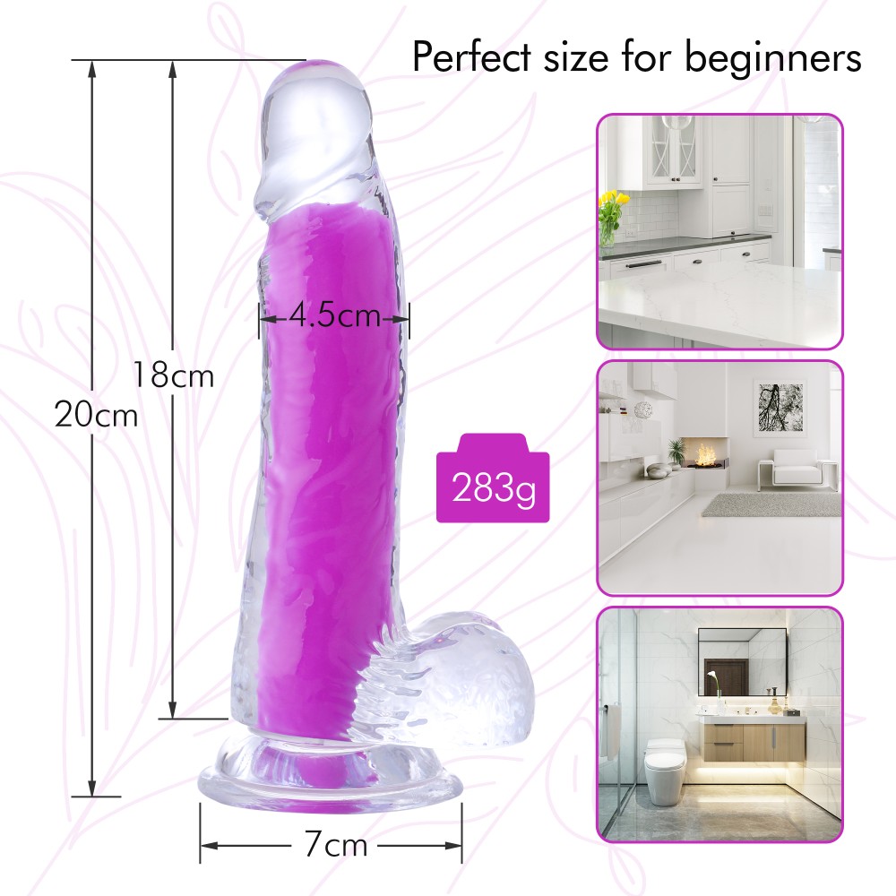 7.87'' Jelly Fluorescent Suction Cup Dildo - Purple, Blue 7.87'' Jelly Fluorescent Suction Cup Dildo - Purple, Blue