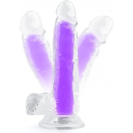 7.87'' Jelly Fluorescent Suction Cup Dildo - Purple, Blue
