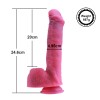 9.7" Curved Silicone Dildo, KlicLok Dildo - Pink