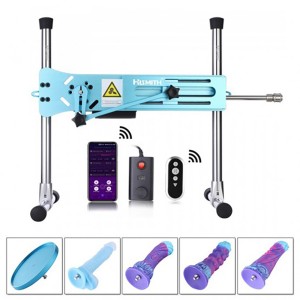 Hismith Premium Elegant Blue Sex Machine Set with 4 Fantasy Dildos, Smart APP-Controlled